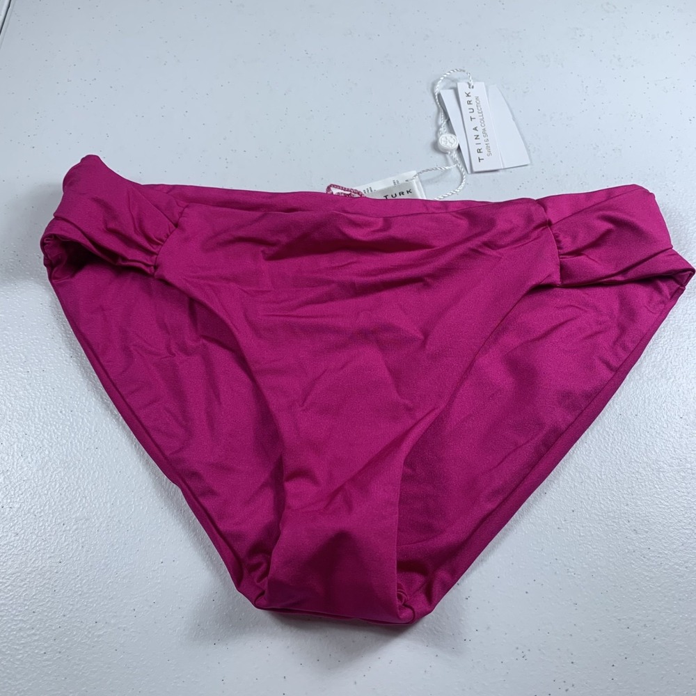 Trina Turk‎ Women's Shirred Hipster Swim Bottoms Size 6 Pink Summer Bikini NWT